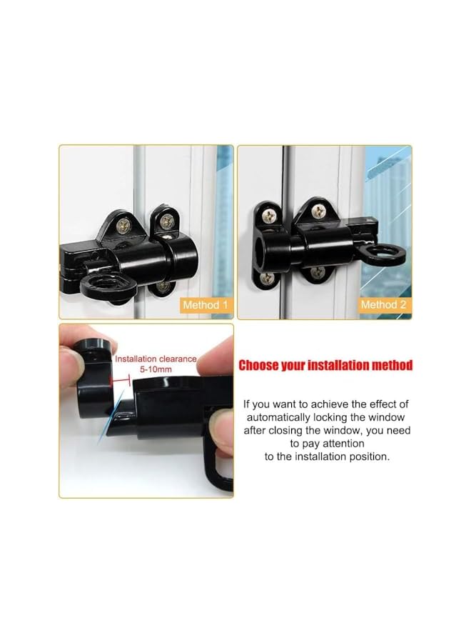 PROMASS قفل زنبركي برومس، 4 قطع مزاليج ذاتية الإغلاق، مزلاج زنبركي مقاوم من سبائك الألمنيوم لقفل الأبواب المنزلقة الأوتوماتيكي مع براغي، قفل مزلاج أوتوماتيكي للنوافذ والخزائن - Image 4