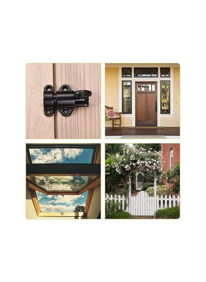 PROMASS قفل زنبركي برومس، 4 قطع مزاليج ذاتية الإغلاق، مزلاج زنبركي مقاوم من سبائك الألمنيوم لقفل الأبواب المنزلقة الأوتوماتيكي مع براغي، قفل مزلاج أوتوماتيكي للنوافذ والخزائن - Image 5