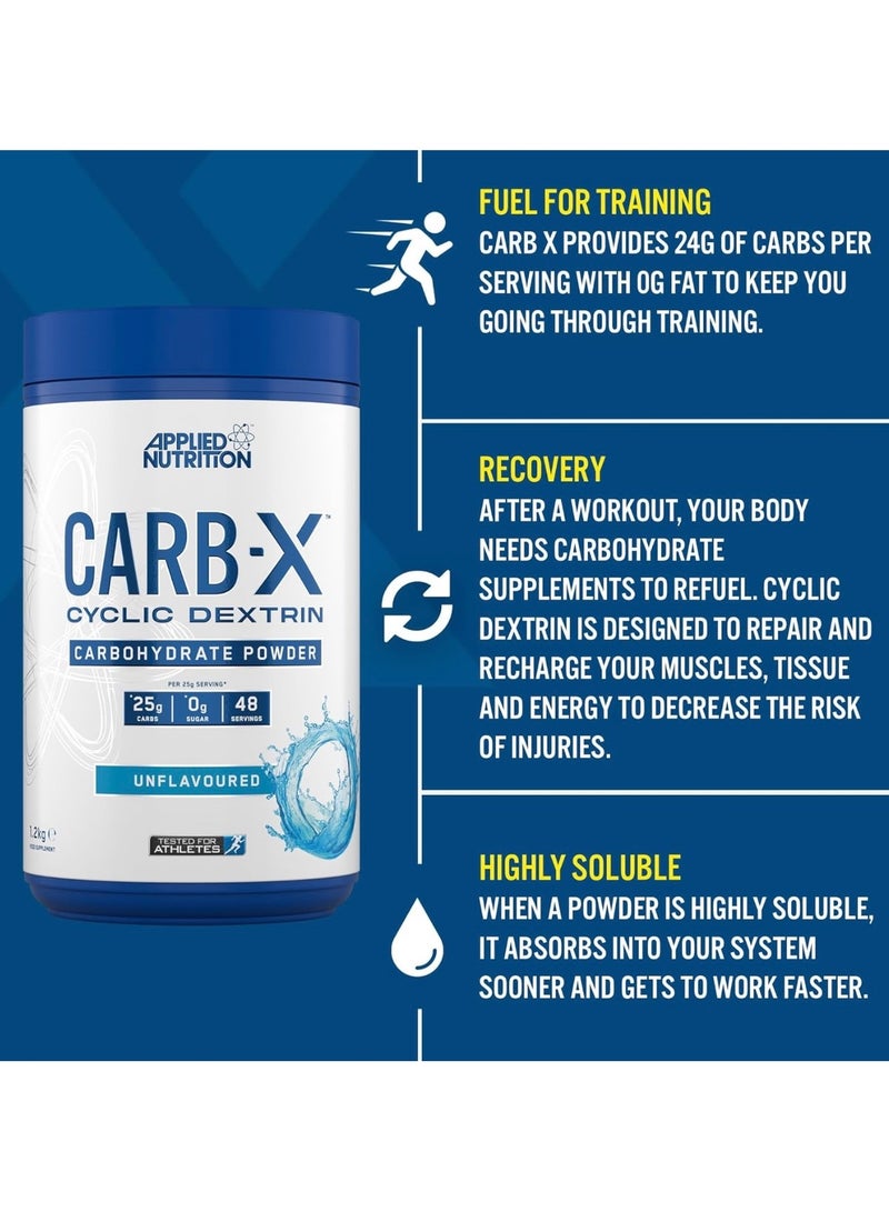 Applied Nutrition Carb X Highly Branched Cyclic Dextrin Carbohydrates, Intra & Post Workout Carbs Powder, Fuel Training & Recovery, Vegan, Gluten Free, Sugar Free, 1.2kg 48 Servings, Unflavored - Image 2
