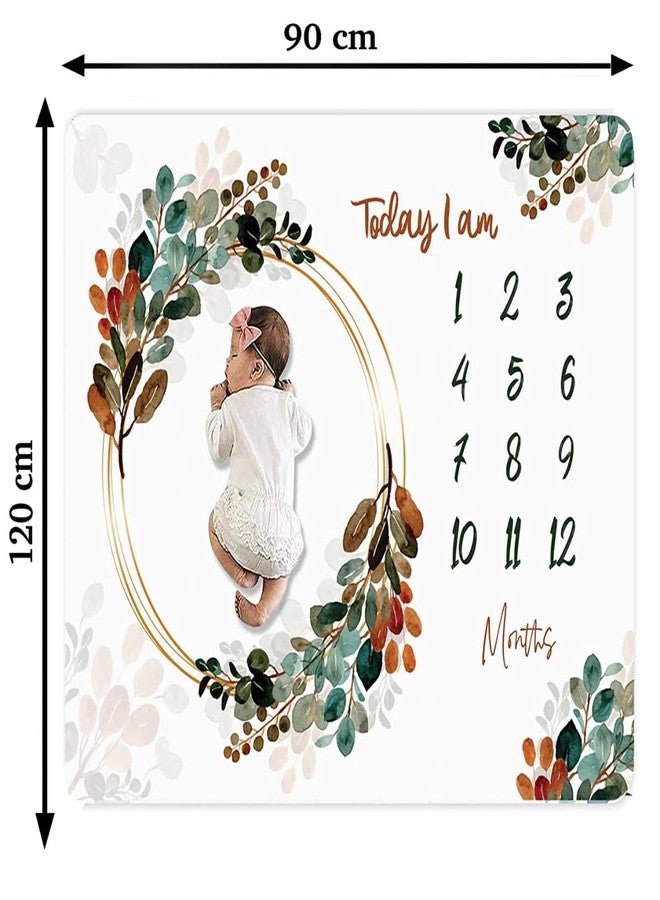 Yimobra Monthly Blankets Soft Floral Memory Blankets Bath Tub and Shower Girls Boys Cute Photo Background (Leaves) - Image 3