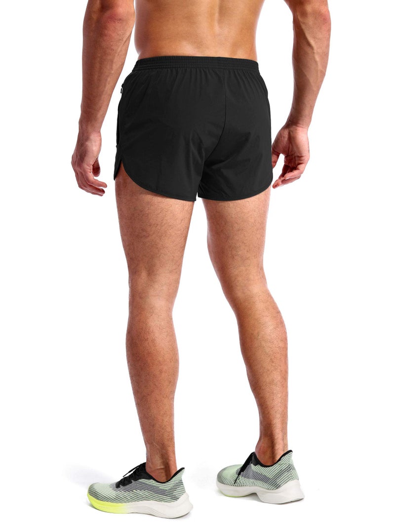 Pudolla Men’s Running Shorts 3 Inch Quick Dry Gym Athletic Workout Shorts for Men with Zipper Pockets(Black Small) - Image 3
