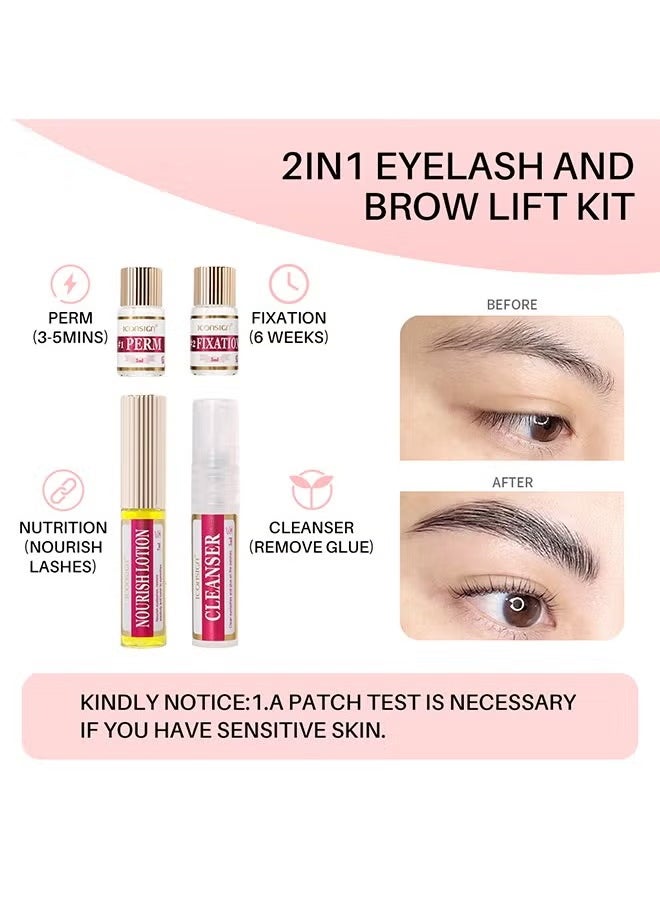 2 IN 1 Fast Perming Lash Lifting Brow Lamination Kit Lasting 6-8 Weeks Mascara Makeup Tools