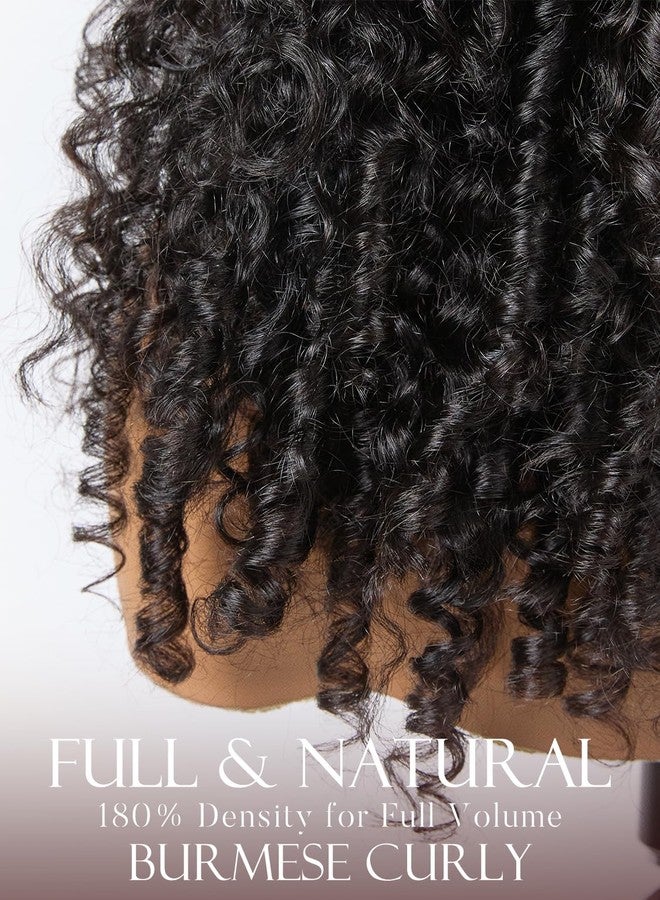 ASHINE Half Wig Human Hair Burmese Curly 180% Density Wear and Go Glueless Wig for Women Flip Over Natural Black 18 Inch with Clips and Drawstring - Image 4