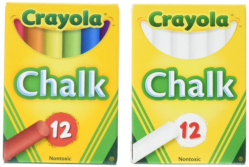 Crayola Non-Toxic White Chalk(12 ct box)and Colored Chalk(12 ct box) Bundle - Image 1