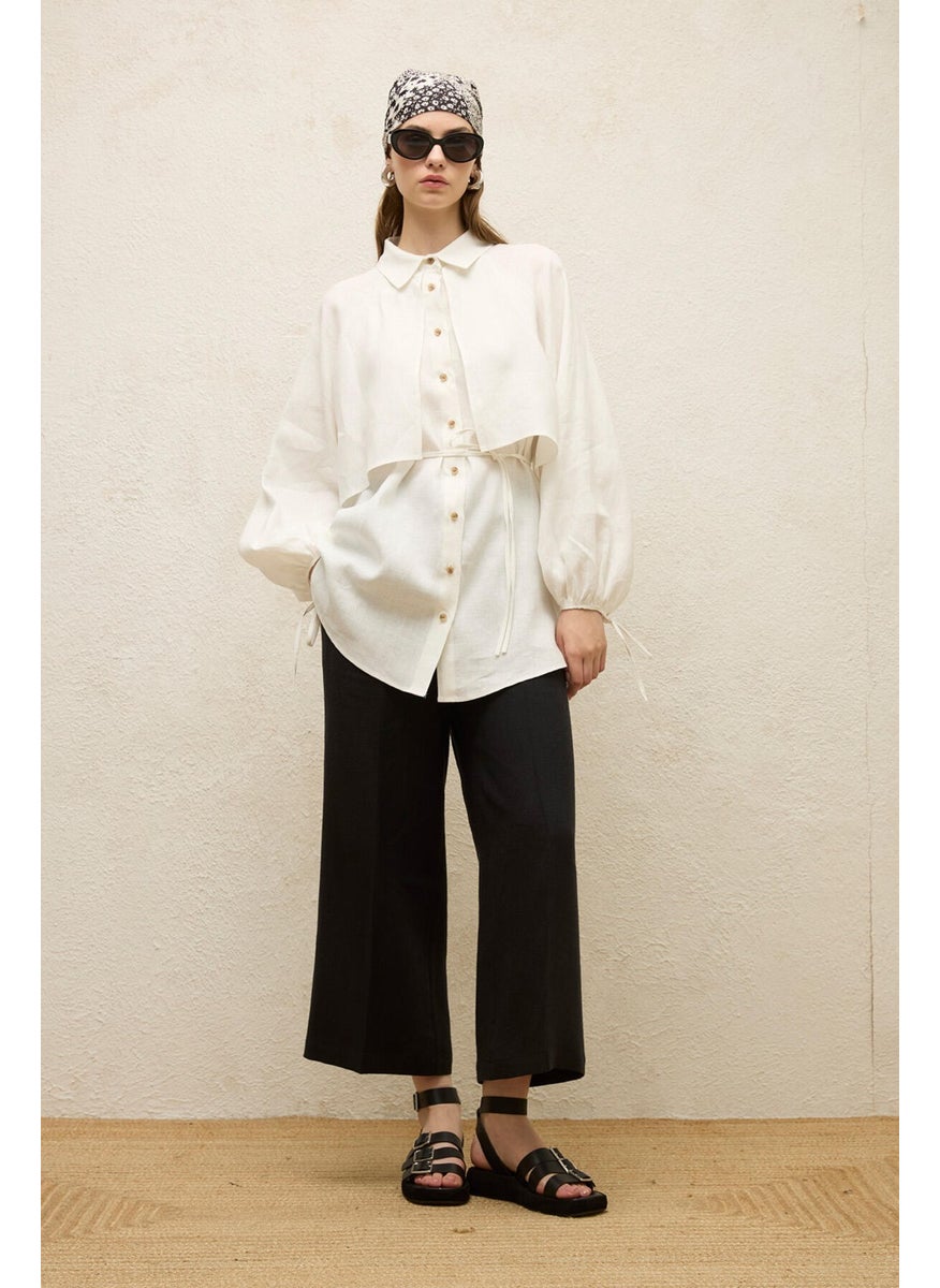 Manuka - Linen Trench Coat Shirt Ecru - Image 1