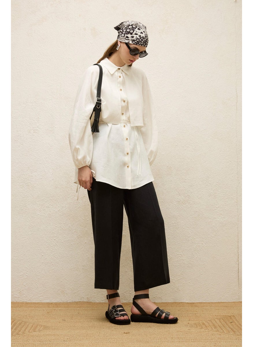 Manuka - Linen Trench Coat Shirt Ecru - Image 1