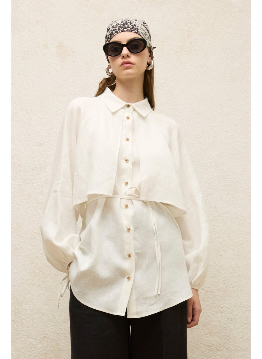 Manuka - Linen Trench Coat Shirt Ecru - Image 1