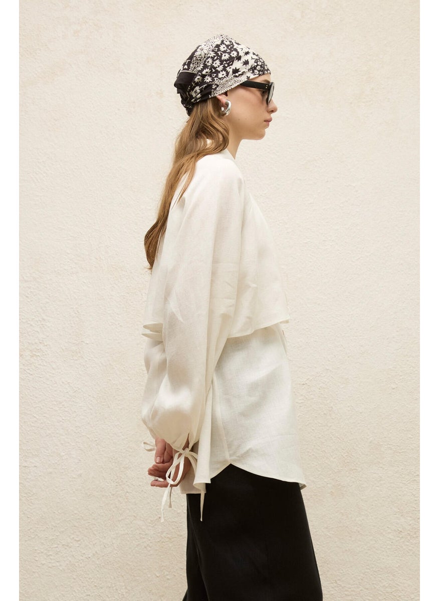 Manuka - Linen Trench Coat Shirt Ecru - Image 1