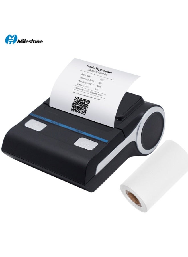 Milestone Portable 80mm Receipt Printer Wireless BT Thermal Receipt Printer Mobile Bill Printer Compatible with Android/iOS/Windows System ESC/POS Print Command for Small Business Restaurant Retail Store - Image 1
