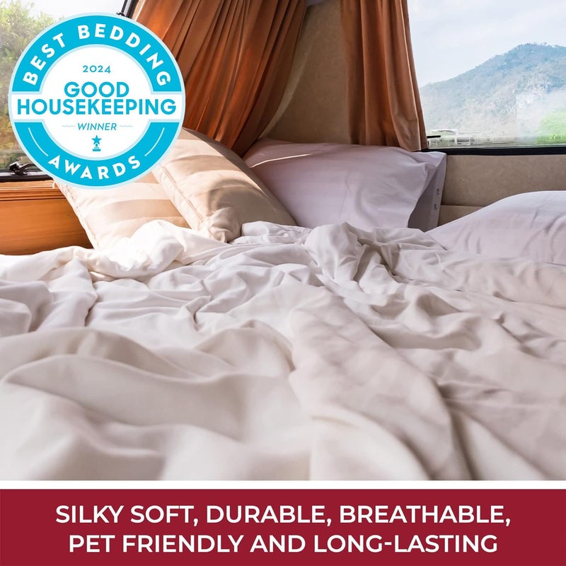 mellanni Mellanni RV Short Queen Sheets - 4 PC Iconic Collection Bedding Sheets & Pillowcases - Hotel Luxury  Extra Soft  Cooling Bed Sheets - Deep Pocket up to 10 inch (RV/Short Queen  Brick Red)  - Image 2