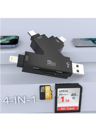 4 in 1 SD Card Reader for iPhone ipad Android Mac PC Camera Micro SD Card Reader SD Card Adapter Portable Memory Card Reader Trail Camera Viewer Compatible for SD and TF Card - pzsku/Z6398792C24BFF63805BFZ/45/_/1730910838/63e3d288-a633-482a-a667-55eb3f2eed09