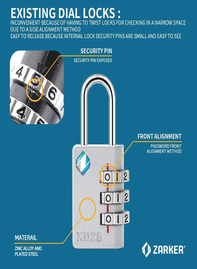 Zarker XD25 3-Digit Combination Small Mini Padlock, Emerald, 1-Pack - Image 2