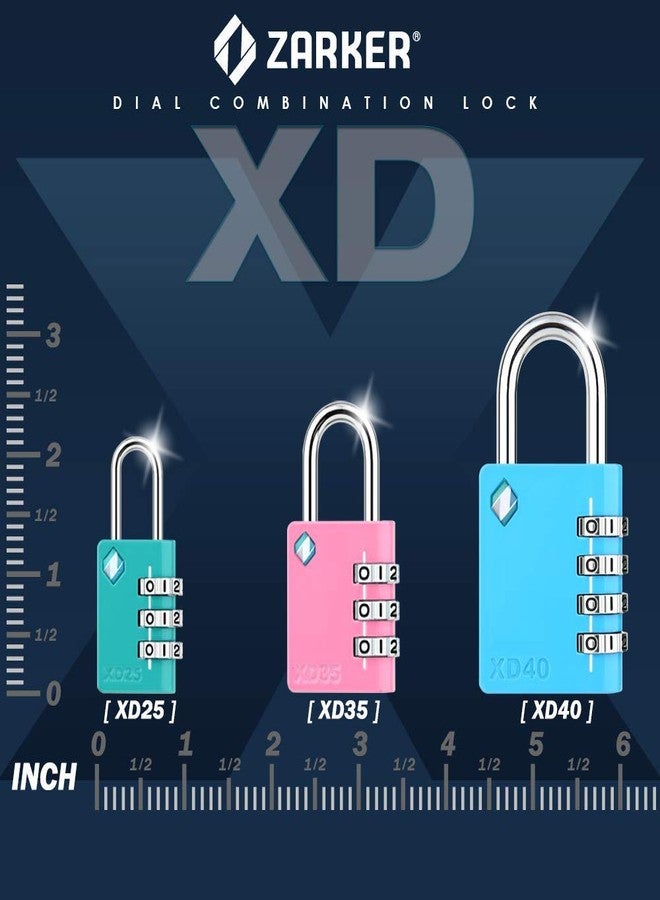 Zarker XD25 3-Digit Combination Small Mini Padlock, Emerald, 1-Pack - Image 3