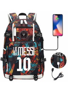 MESS Sports Football Star Printed Youth Leisure Travel Backpack 