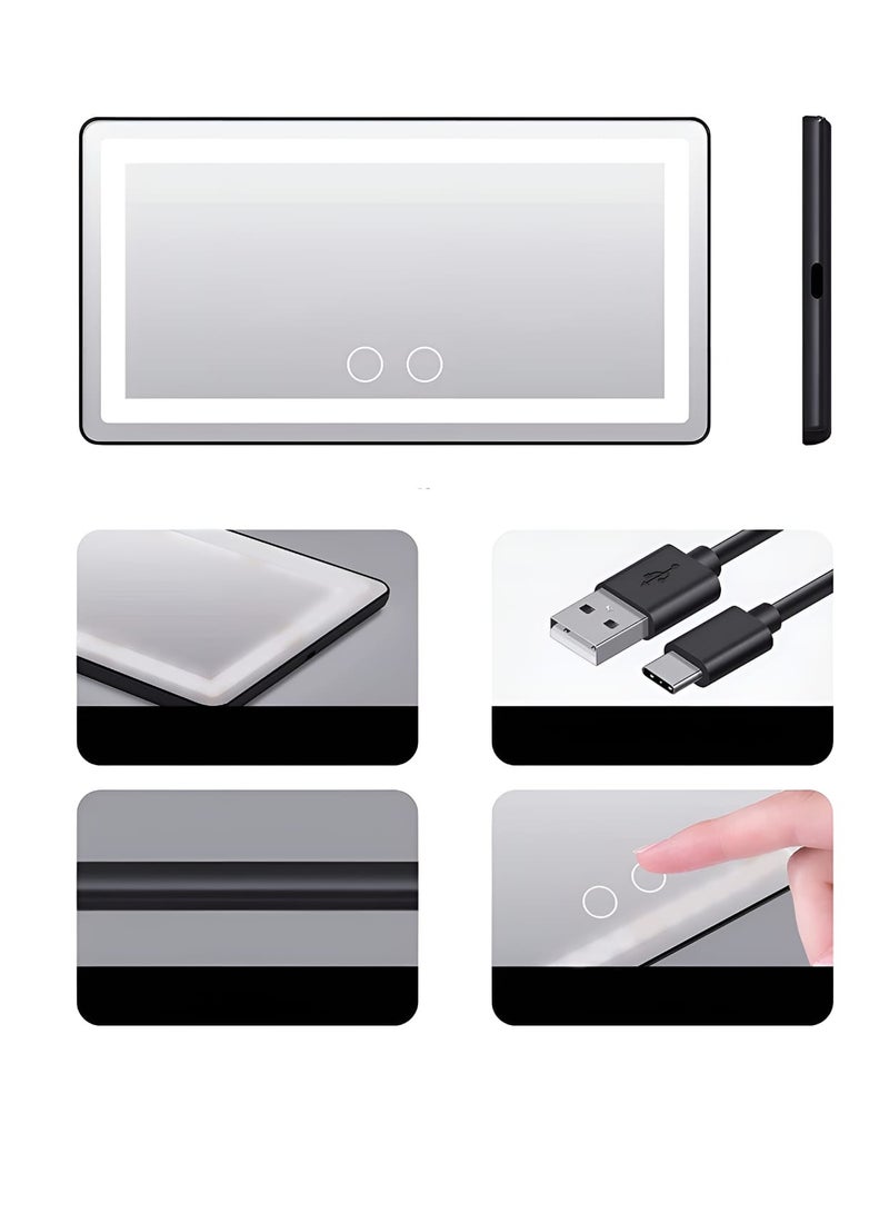 PRASONX Car Visor Vanity Mirror Rechargeable LED Light Makeup Mirror for All Car - Image 3