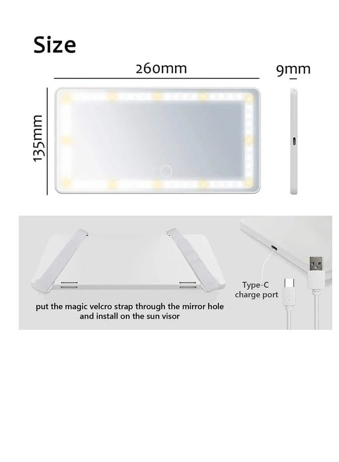 PRASONX Car Visor Vanity Mirror Rechargeable LED Light Makeup Mirror for All Car - Image 1