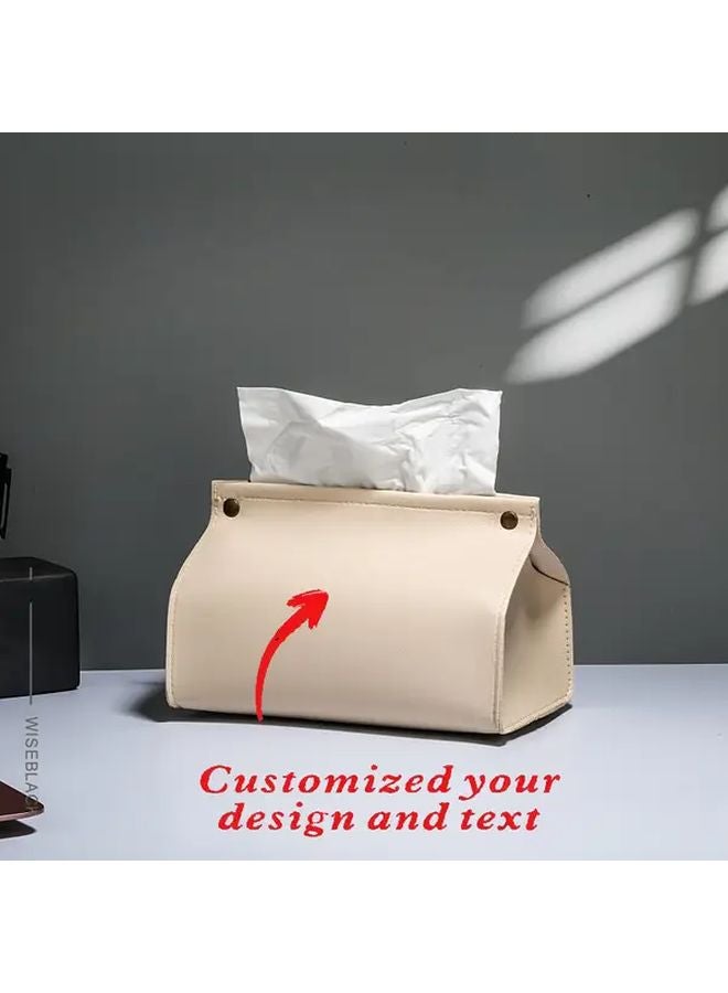 Brown Car Tissue Box Holder Faux Leather Dust Proof Organizer For Vehicle And Home - Image 2