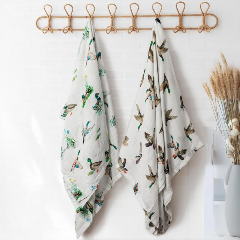 REZIPO 2 Pack Mallard Duck Muslin Swaddle Blankets 70% Bamboo 30% Cotton Breathable Receiving Blankets Gender Neutral Newborn Essentials for Baby Boy or Girl Soft and Large 47 x 47 Inches (Mallard Duck) - Image 2