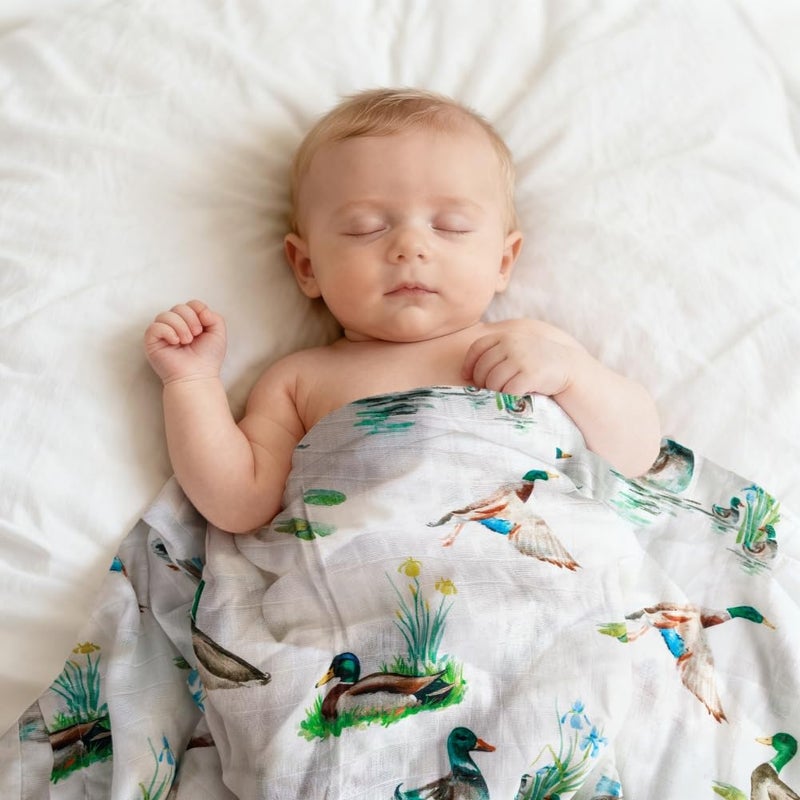 REZIPO 2 Pack Mallard Duck Muslin Swaddle Blankets 70% Bamboo 30% Cotton Breathable Receiving Blankets Gender Neutral Newborn Essentials for Baby Boy or Girl Soft and Large 47 x 47 Inches (Mallard Duck) - Image 4