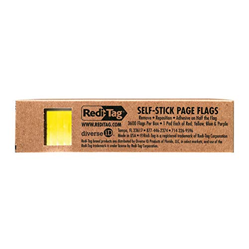 Redi-Tag 20205 Removable Page Flags, Four Assorted Colors, 900 per Color (Pack of 3600) - Image 1