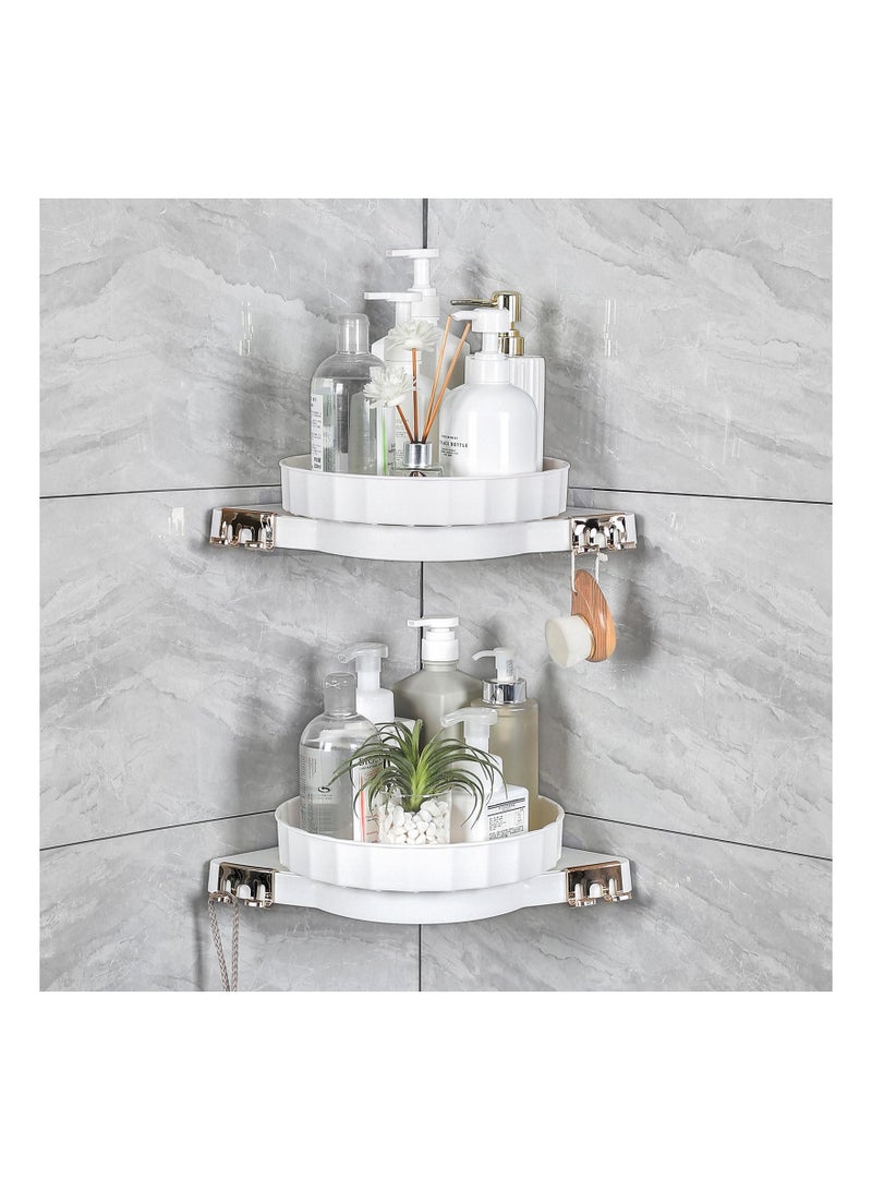 SYOSI 2 Pack Corner Shower Caddy 360° Rotating Bathroom Organizer and Storage Shelves, No Drilling Lazy Susan Turntable Organizerfor for Bathroom, Vanity, Dorm and Kitchen White - Image 1
