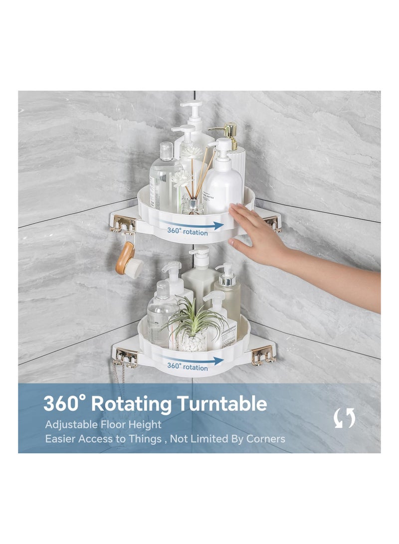 SYOSI 2 Pack Corner Shower Caddy 360° Rotating Bathroom Organizer and Storage Shelves, No Drilling Lazy Susan Turntable Organizerfor for Bathroom, Vanity, Dorm and Kitchen White - Image 2