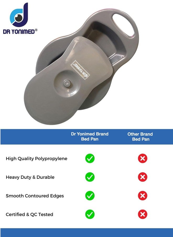 Dr Yonimed Unisex Polypropylene Bed Pan With Lid Standard Size For Men & Women Dark Grey Color Bed Pan Thick & Stable For Bedridden Patient - Image 4