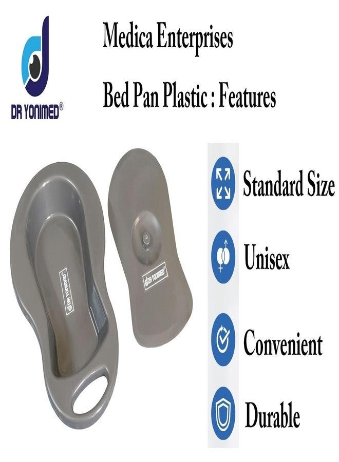 Dr Yonimed Unisex Polypropylene Bed Pan With Lid Standard Size For Men & Women Dark Grey Color Bed Pan Thick & Stable For Bedridden Patient - Image 5