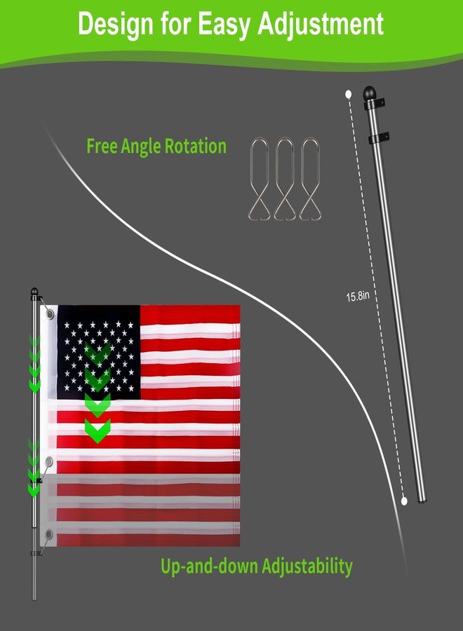 Cartalia Golf Cart Adjustable Flag Holder, Universal Flagpole for EZGO Club Car Yamaha, Flag Bracket for 0.59-1.18" Round/Oval Square Rails, Push Cart, Boat, UTV, ATV, Included USA Flags (12"×18") - Image 5