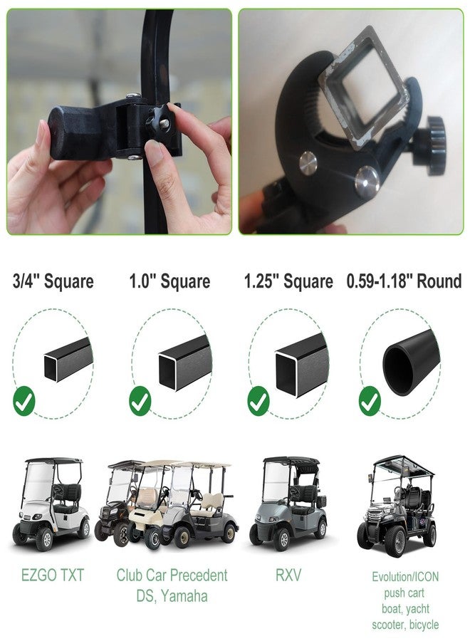 Cartalia Golf Cart Adjustable Flag Holder, Universal Flagpole for EZGO Club Car Yamaha, Flag Bracket for 0.59-1.18" Round/Oval Square Rails, Push Cart, Boat, UTV, ATV, Included USA Flags (12"×18") - Image 4