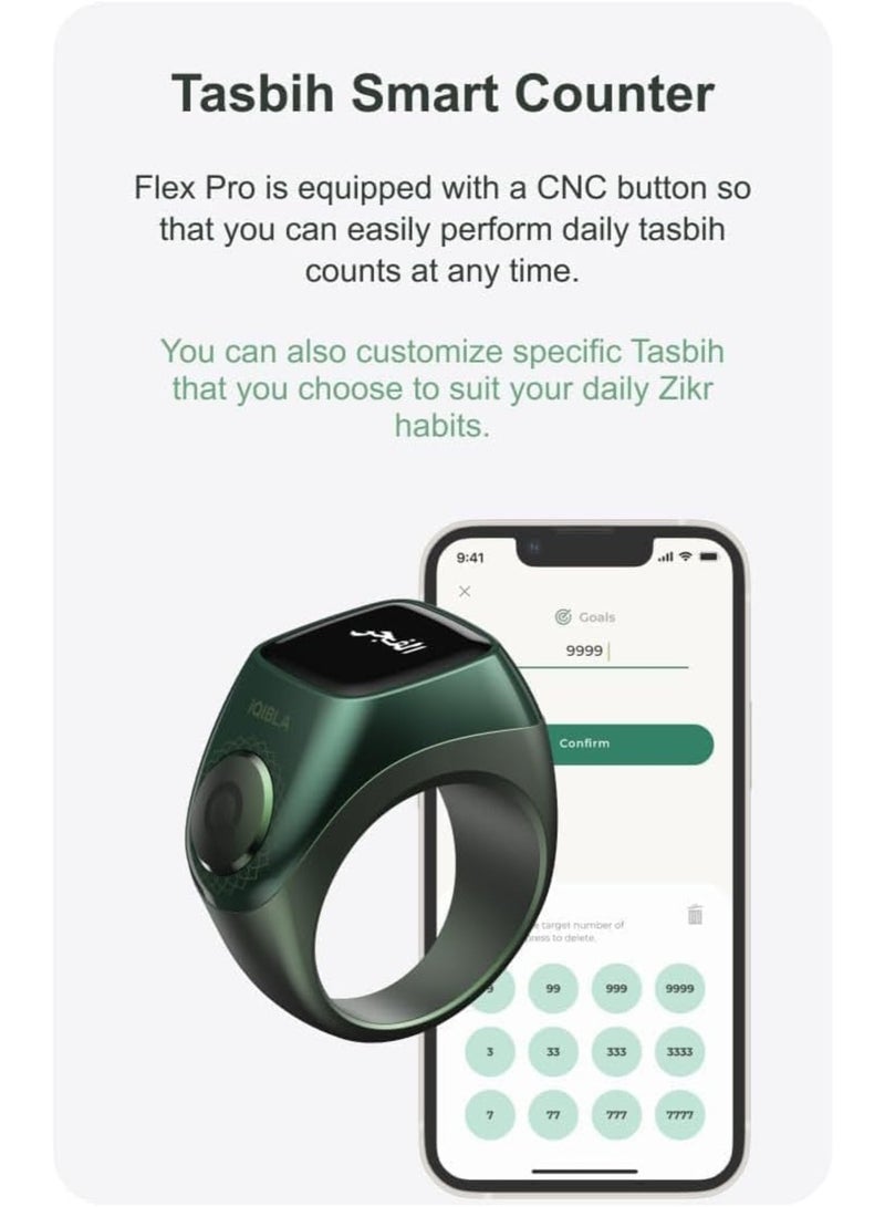 iQIBLA Tasbih Zikr Flex Pro Ring (Waterproof), F04 Metal Tasbih Counter Ring, Sizes 3 In 1 (18,20,22mm) - Image 3