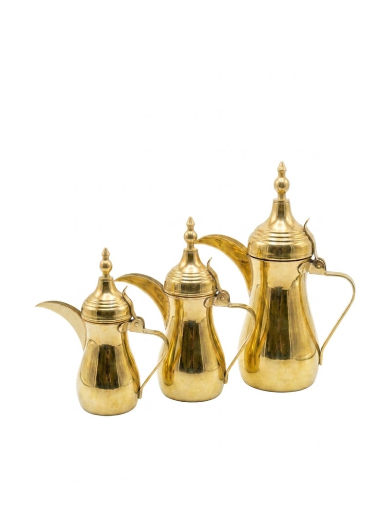 Arabic Dallah Coffee Pot Set 3 Pieces — Gold Stainless Steel — Large Medium Small — Majlis Gift - Image 4