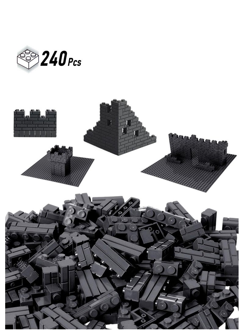 SOLARAE 240 Pieces Profile Bricks, Classic Wall Building Bricks, Suitable for Wall Parts and Pieces Diverse Bulk Toy Kit, Compatible with Major Brands - Image 1