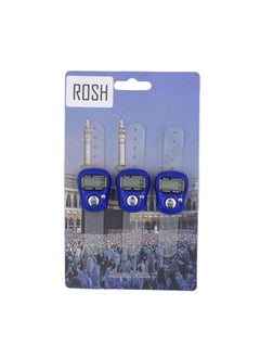 Rosh 3-Piece Digital Electronic Finger Tally Counter- Blue 