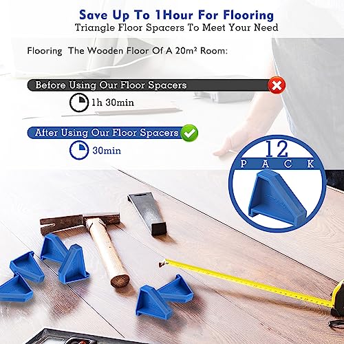 Tezoro Flooring Spacers,Laminate Wood Flooring Tools,Compatible w/Vinyl Plank, Hardwood & Floating Floor Installation etc,Hardwood Flooring w/1/4 Gap,Special Triangle Stay in Place (24) - Image 4