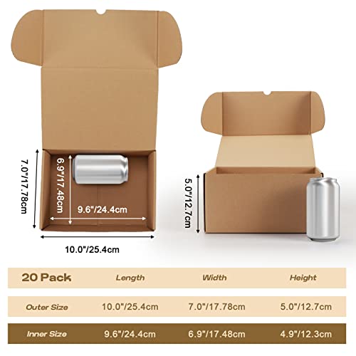 RLAVBL 10x7x5 Shipping Boxes, Brown Corrugated Mailing Cardboard Box for Packing Small Business, 20 Pack - Image 2
