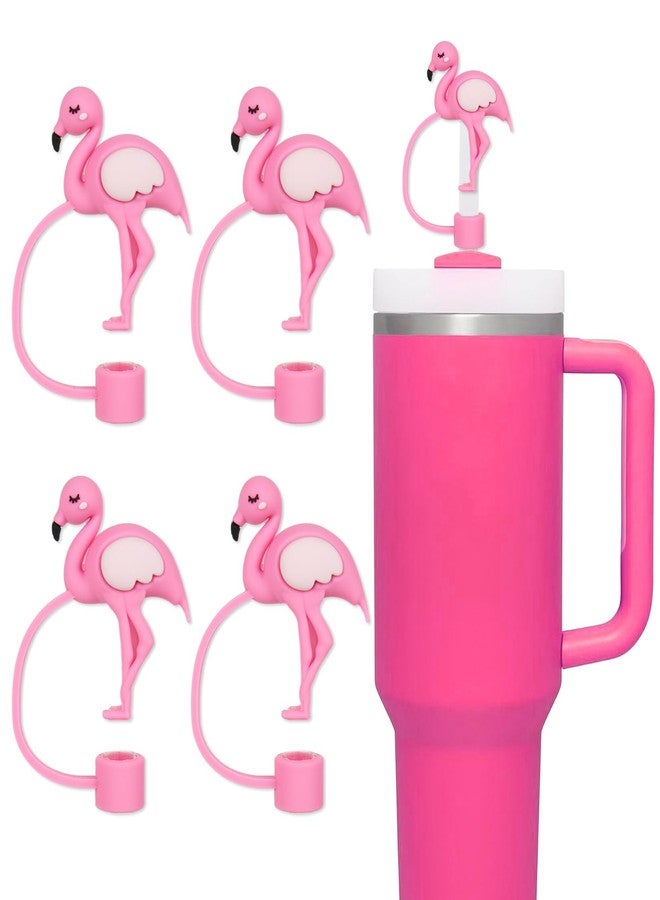 وولاين مجموعة أغطية شفاطات فلامنجو من والين، 4 قطع، لون وردي، مصنوعة من السيليكون القابل لإعادة الاستخدام، مقاس 10 مم/0.4 بوصة، لحماية أطراف الشفاطات، مثالية لحفلات الشاطئ الاستوائية الصيفية بطابع هاواي. - Image 1