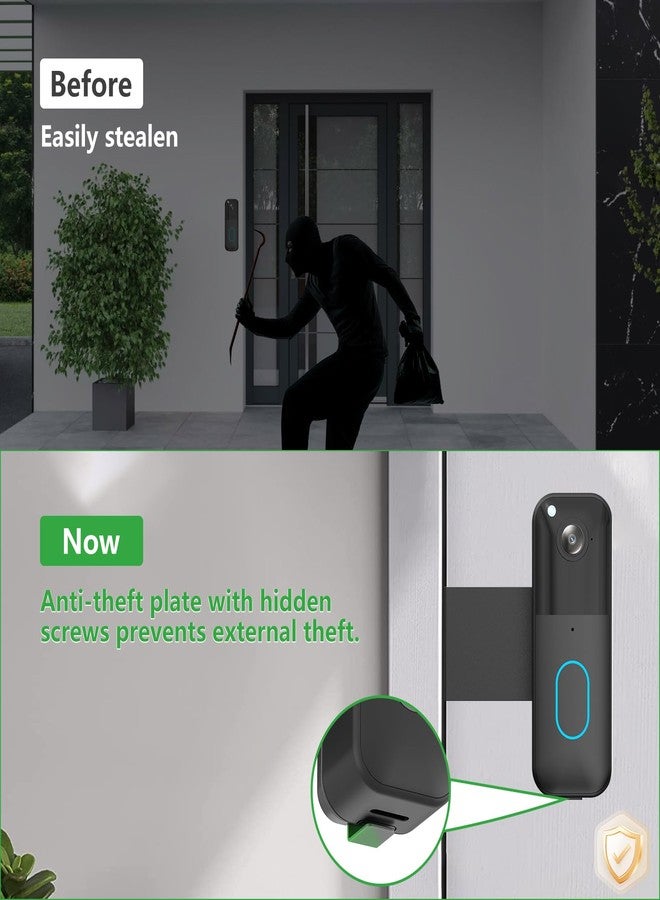 Pefecon Anti-Theft Blink Doorbell Mount, Drill-Free Adjustable Bracket for All-New Blink Video Doorbell, Non-Blocking Motion Sensor Design, Apartment Door Bell Kits for Renters, Easy Installation, Black - Image 3