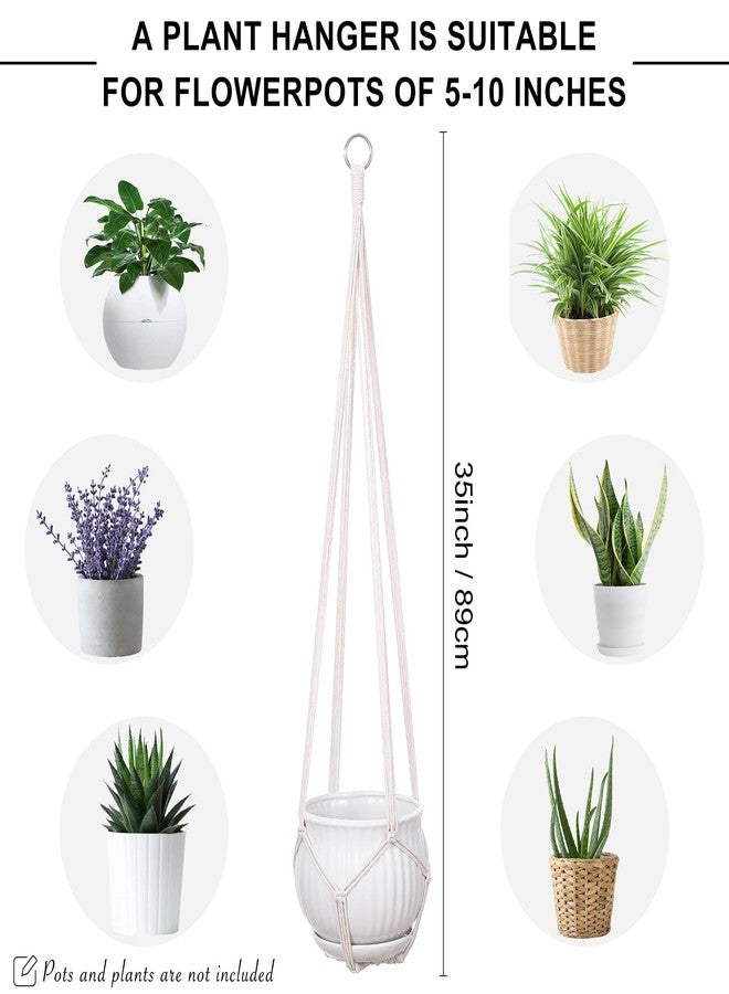 YIBOT Macrame Plant Hanger,Sturdy and Durable Plant Hanger Indoor,Well Made Plant Hanger with Wood Beads Decorative,2 Pack 35 Inch Hanging Plant Holder Boho Home Decor (Cotton, Ivory2) - Image 3