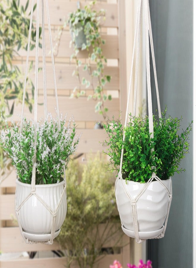 YIBOT Macrame Plant Hanger,Sturdy and Durable Plant Hanger Indoor,Well Made Plant Hanger with Wood Beads Decorative,2 Pack 35 Inch Hanging Plant Holder Boho Home Decor (Cotton, Ivory2) - Image 4