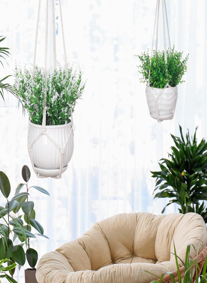 YIBOT Macrame Plant Hanger,Sturdy and Durable Plant Hanger Indoor,Well Made Plant Hanger with Wood Beads Decorative,2 Pack 35 Inch Hanging Plant Holder Boho Home Decor (Cotton, Ivory2) - Image 5
