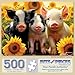 Bits and Pieces 500 Piece Puzzles for Adults Large 18 x 24 Jigsaw Puzzles 500 Pieces Baby Pigs in Sunflowers Random Die Cut No 2 Pieces Alike Hello Sunshine - Image 2