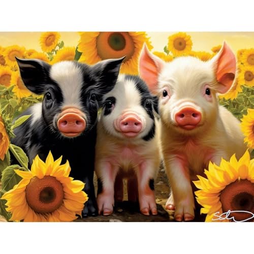 Bits and Pieces 500 Piece Puzzles for Adults Large 18 x 24 Jigsaw Puzzles 500 Pieces Baby Pigs in Sunflowers Random Die Cut No 2 Pieces Alike Hello Sunshine - Image 5