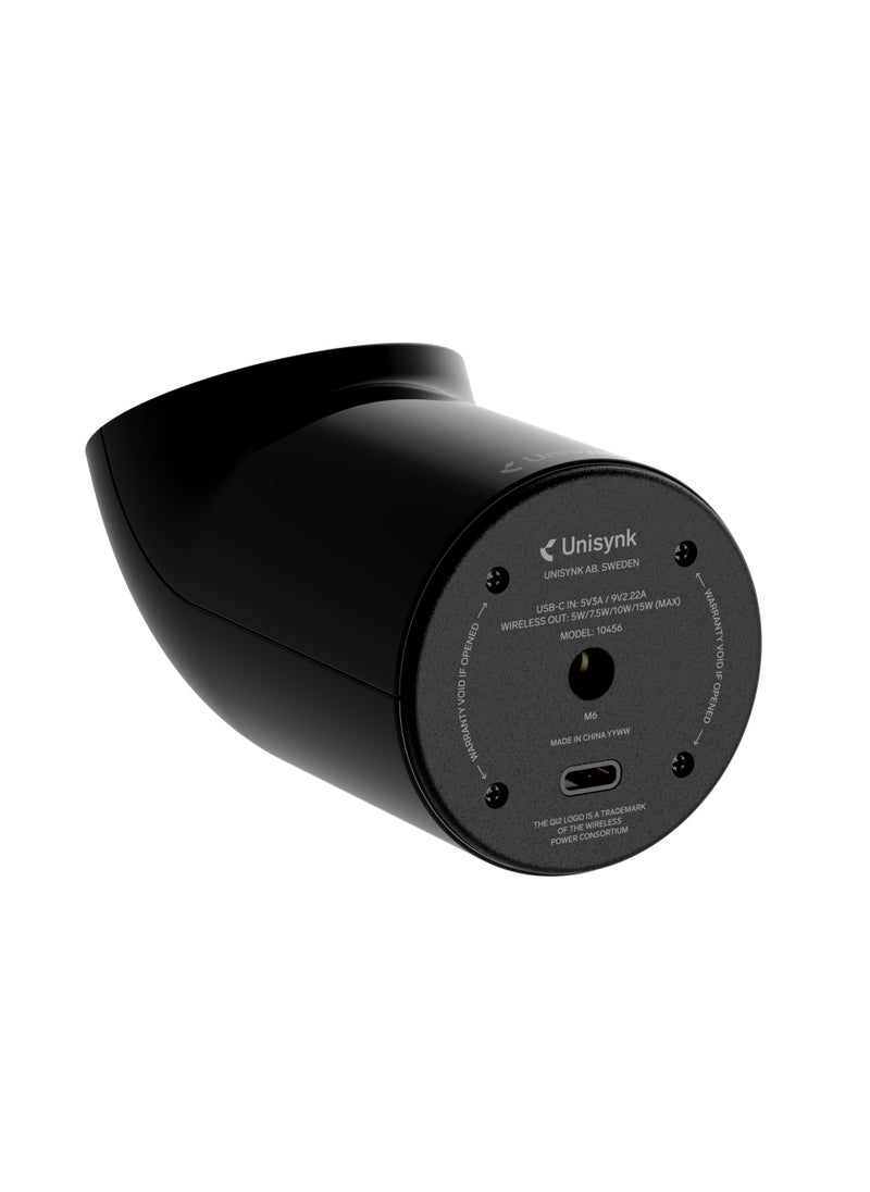 Unisynk - UNISYNK MAGNETIC WIRELESS DESK CHARGER QI2? 15W Fast Charging, Rotatable Display, Qi2 & MagSafe Compatible, Includes EU/UK/US Adapters & 2m USB-C Cable- Black - Image 1
