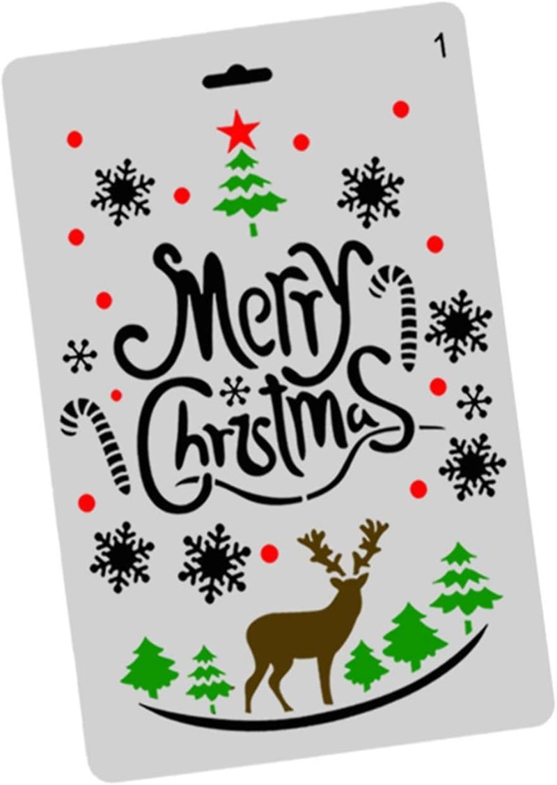 comfrt 12 Pcs Christmas Stencils Template, Reusable Plastic Craft for Art Drawing Painting Spraying Window Glass Door Car Wood Journaling Scrapbook Holiday Xmas Snowflake DIY Decoration - Image 3