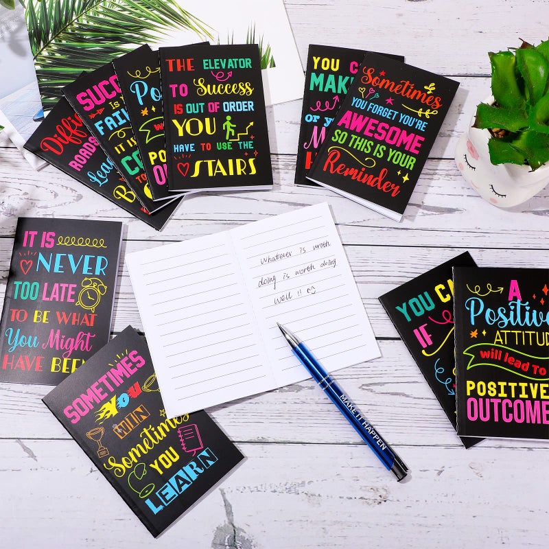 Sabary 100 Pcs Inspirational Notepads Ballpoint Pens Sets Mini Motivational Pocket Notebooks Journals Bulk Christmas Teacher Appreciation Gifts for Office Supplies(Inspirational) - Image 3
