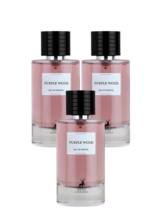 MAISON ALHAMBRA 3 Pieces Purple Wood Perfume For Women 100ml EDP - Image 1