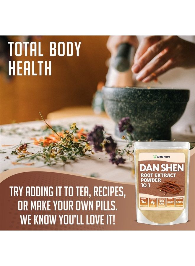 XPRS Nutra Dan Shen Root Extract Powder 10:1- Premium Dan Shen (Red Sage) Concentrated Powder - Vegan Friendly Danshen (8 oz) - Image 3