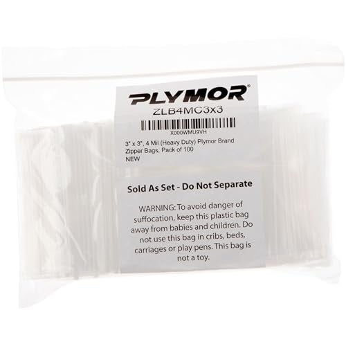 Plymor 3" x 3" (Pack of 100), 4 Mil Heavy Duty Zipper Reclosable Plastic Bags - Image 5