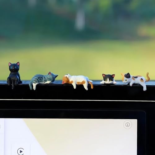 SQUISHCO 5Pcs Car Decor Accessories, Car Toys for Car Interior, Sleeping Cat Figurines for Rearview Mirror Home Office Any Occasion - Image 5
